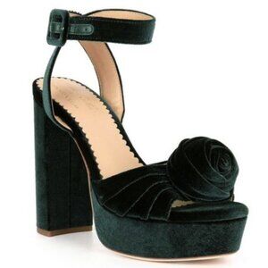 NEW Antonio Melani x Nicola Bathie Emilia Velvet Rose Platform Dress San…